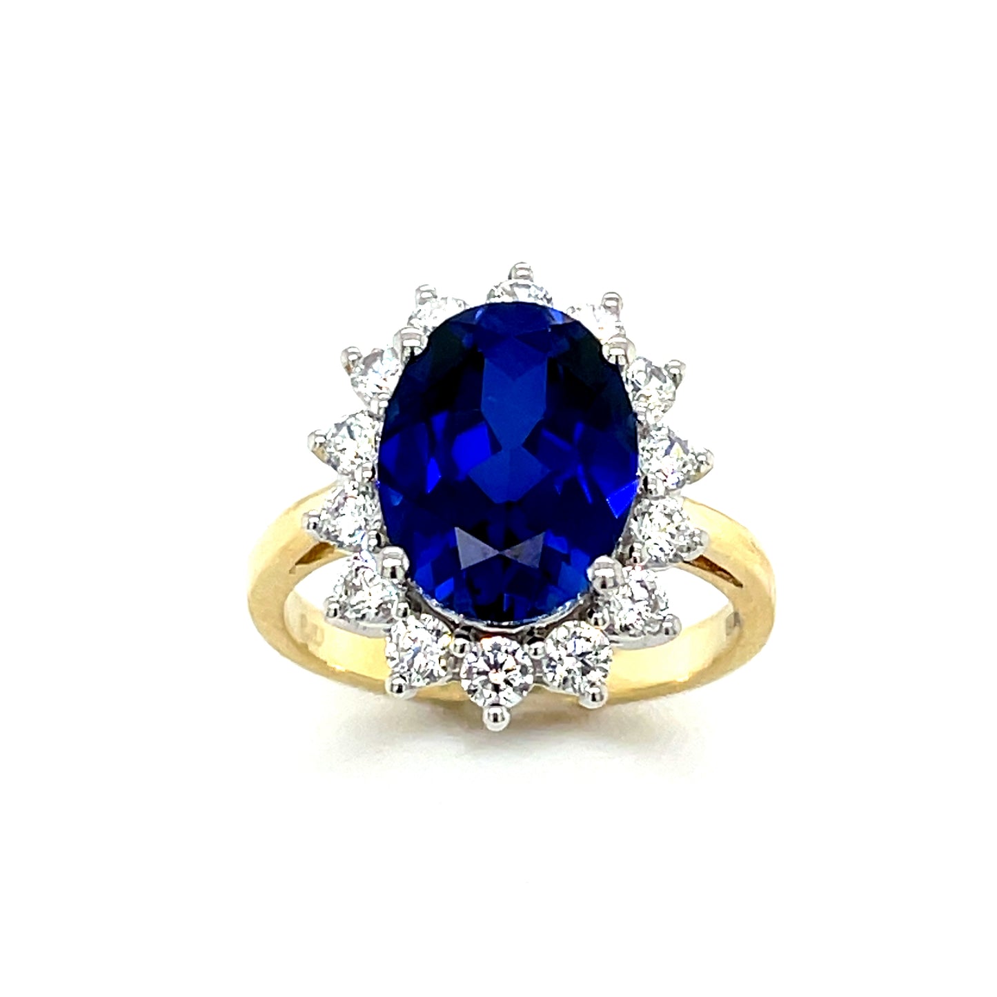 9ct Sapphire And Cubic Zirconia Cluster Ring