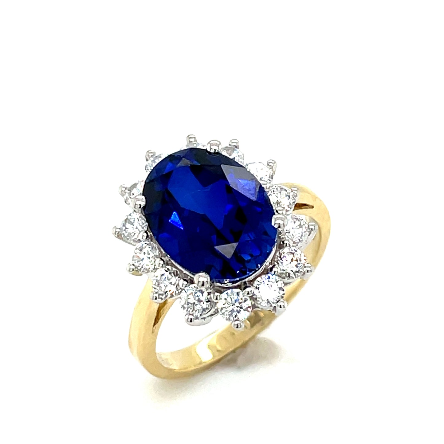 9ct Sapphire And Cubic Zirconia Cluster Ring