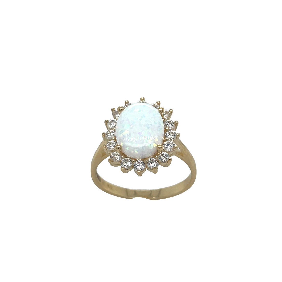 9ct Ring Opal/Cz Ov Cl