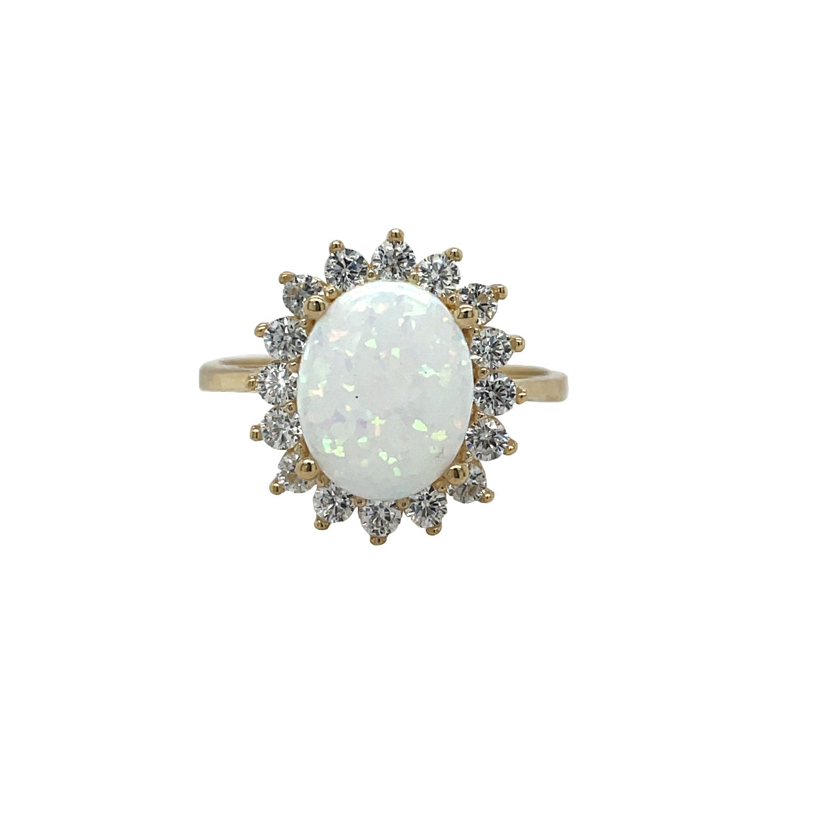 9ct Ring Opal/Cz Ov Cl