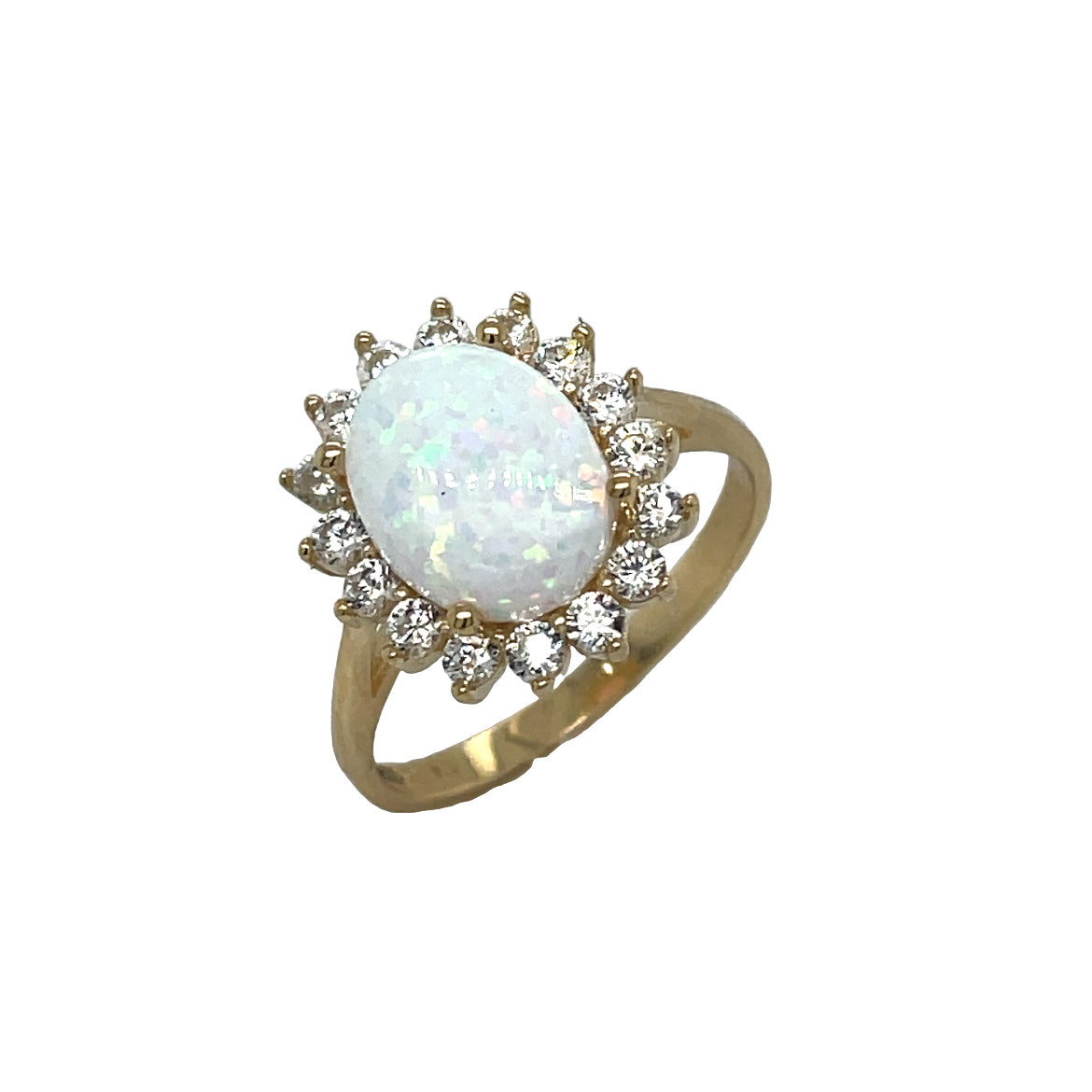 9ct Ring Opal/Cz Ov Cl