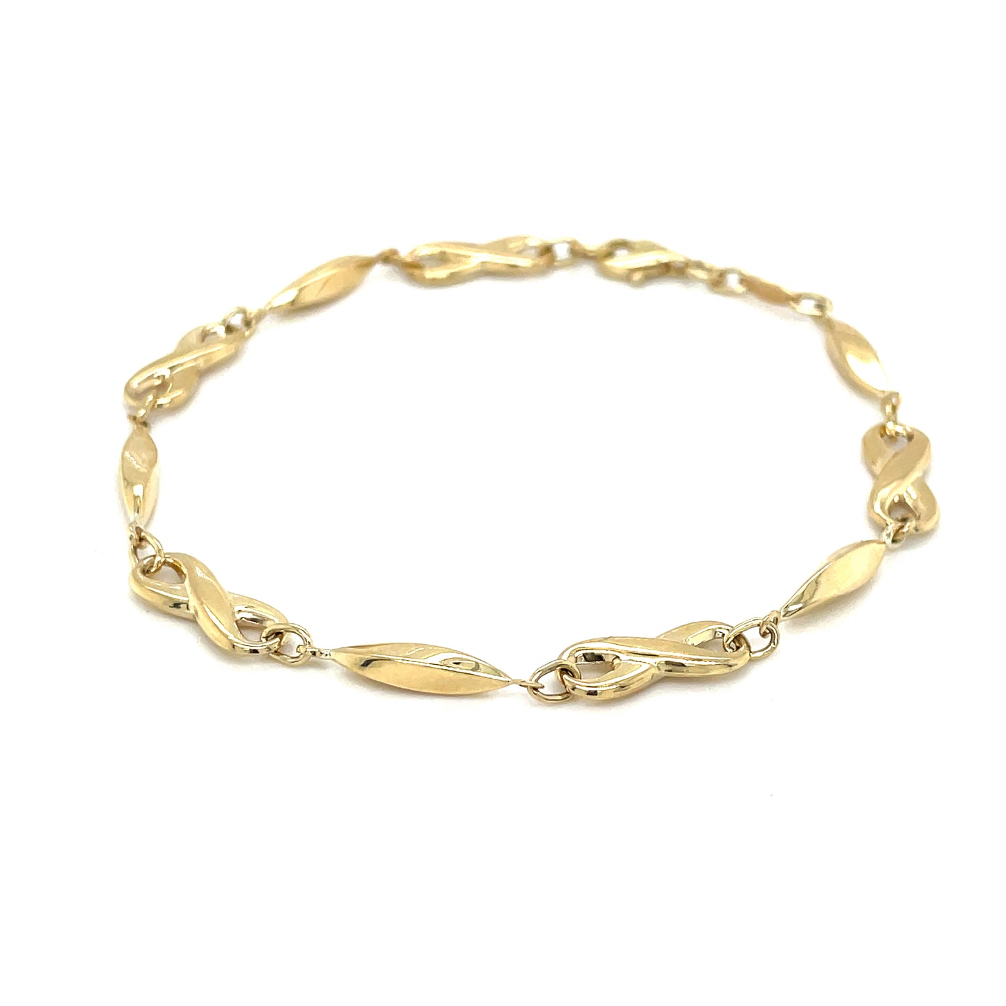 9ct Infinity and Flat Twist Link Bracelet