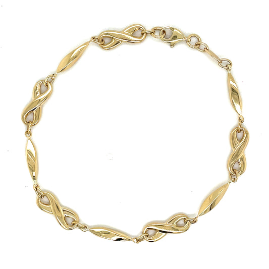 9ct Infinity and Flat Twist Link Bracelet