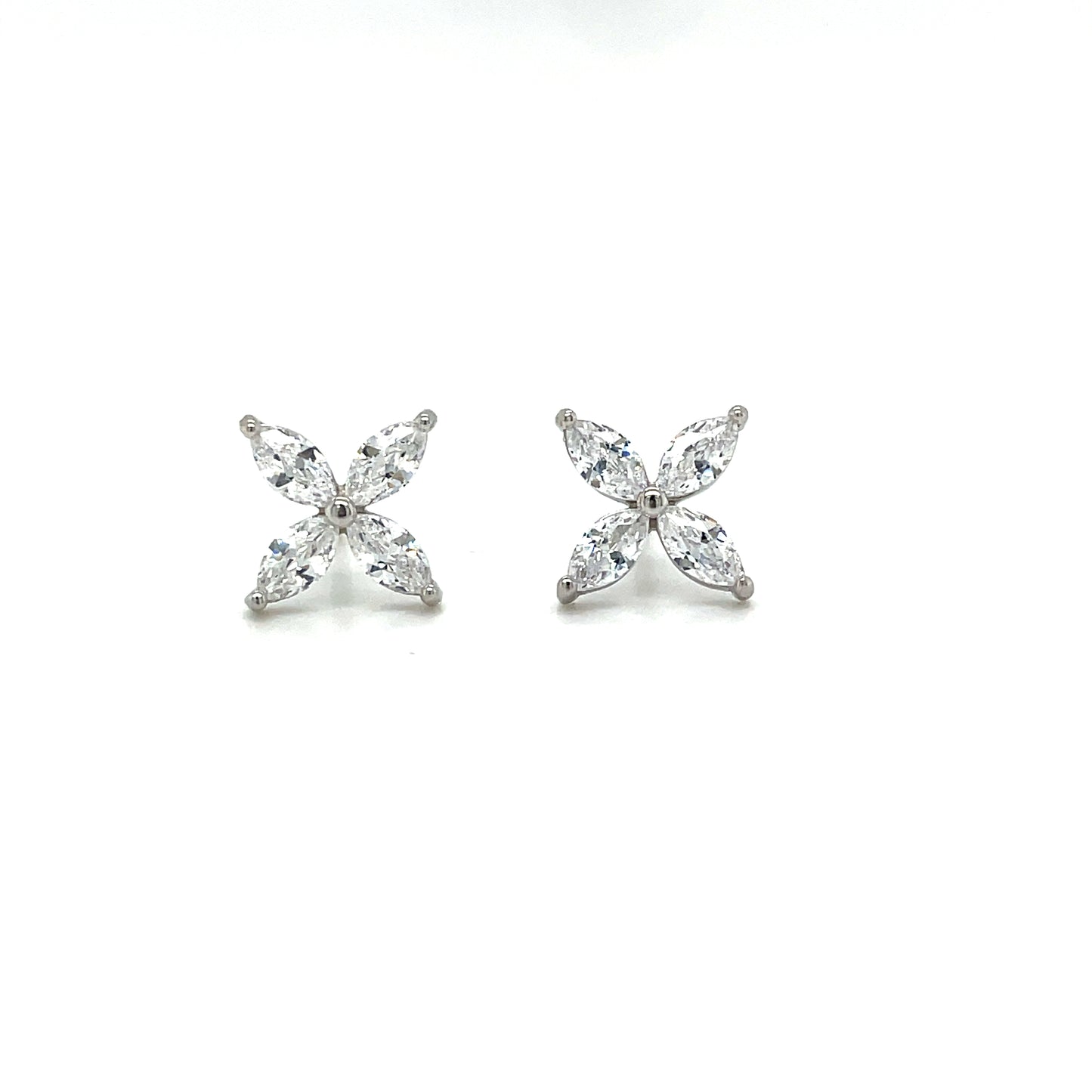 Sterling Silver Cubic Zirconia Claw Set Flower Earrings