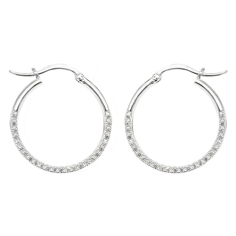 Sterling Silver CZ Set Hoop Earrings