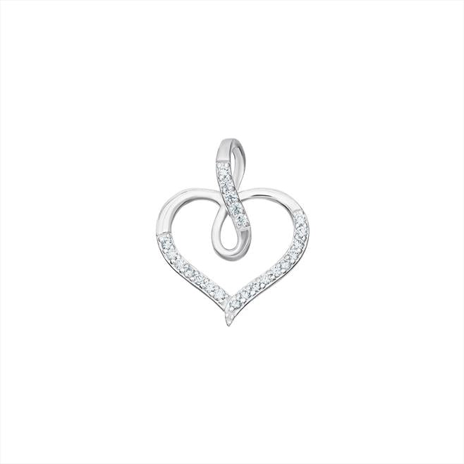 Sterling Silver Fancy CZ Heart Pendant