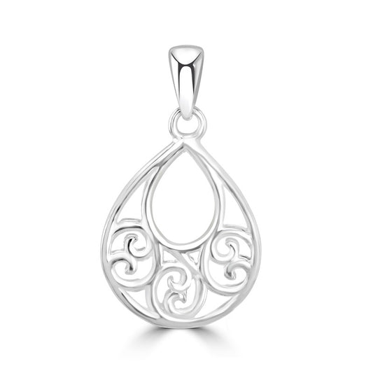 Sterling Silver Open Celtic Teardrop Pendant