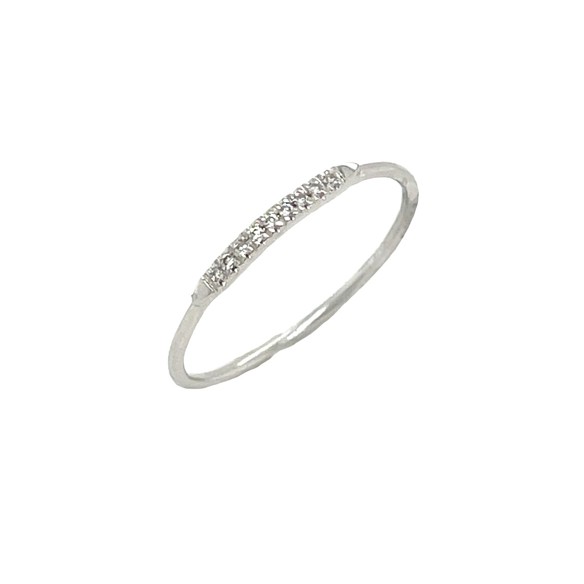 9ct White Gold 9 Stone Fine Diamond Ring .03ct