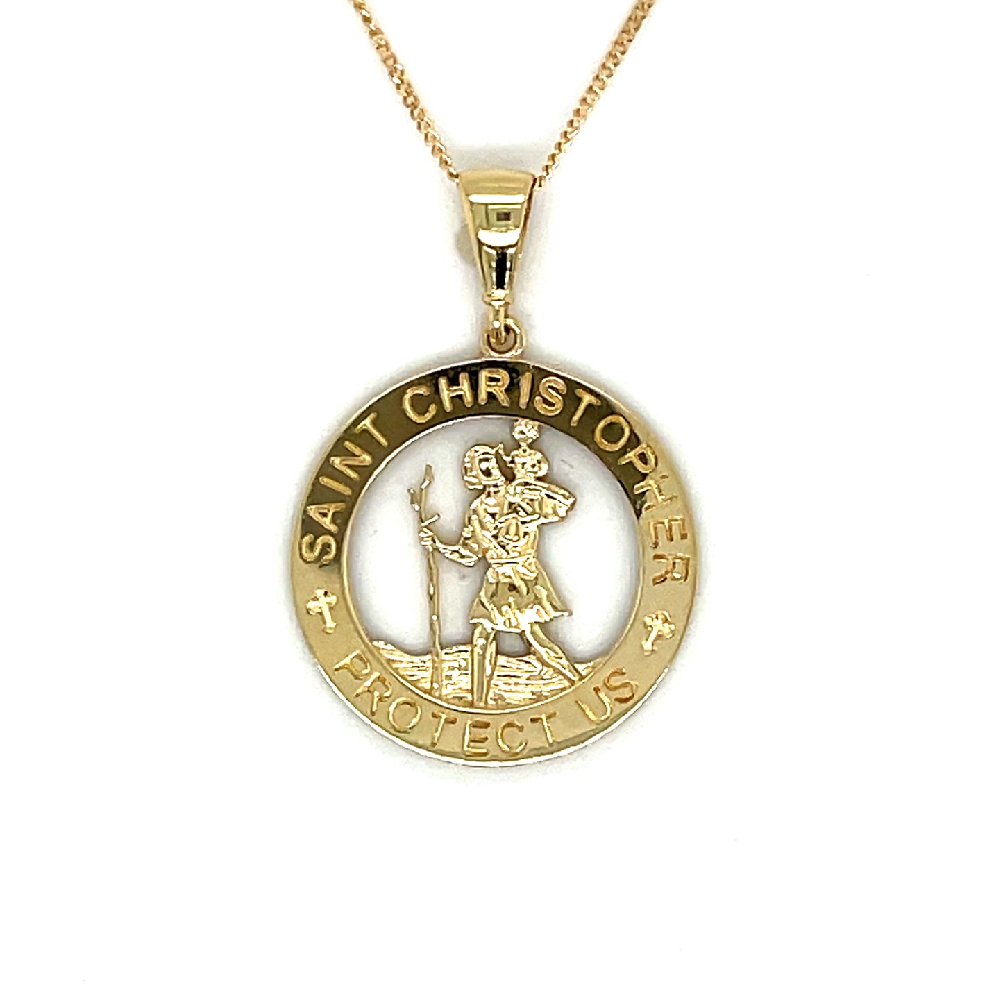 9ct Yellow Gold Cutout St. Christopher Medal