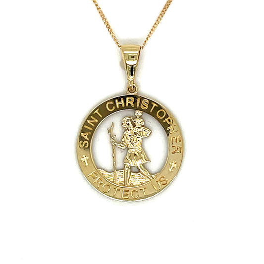 9ct Yellow Gold Cutout St. Christopher Medal