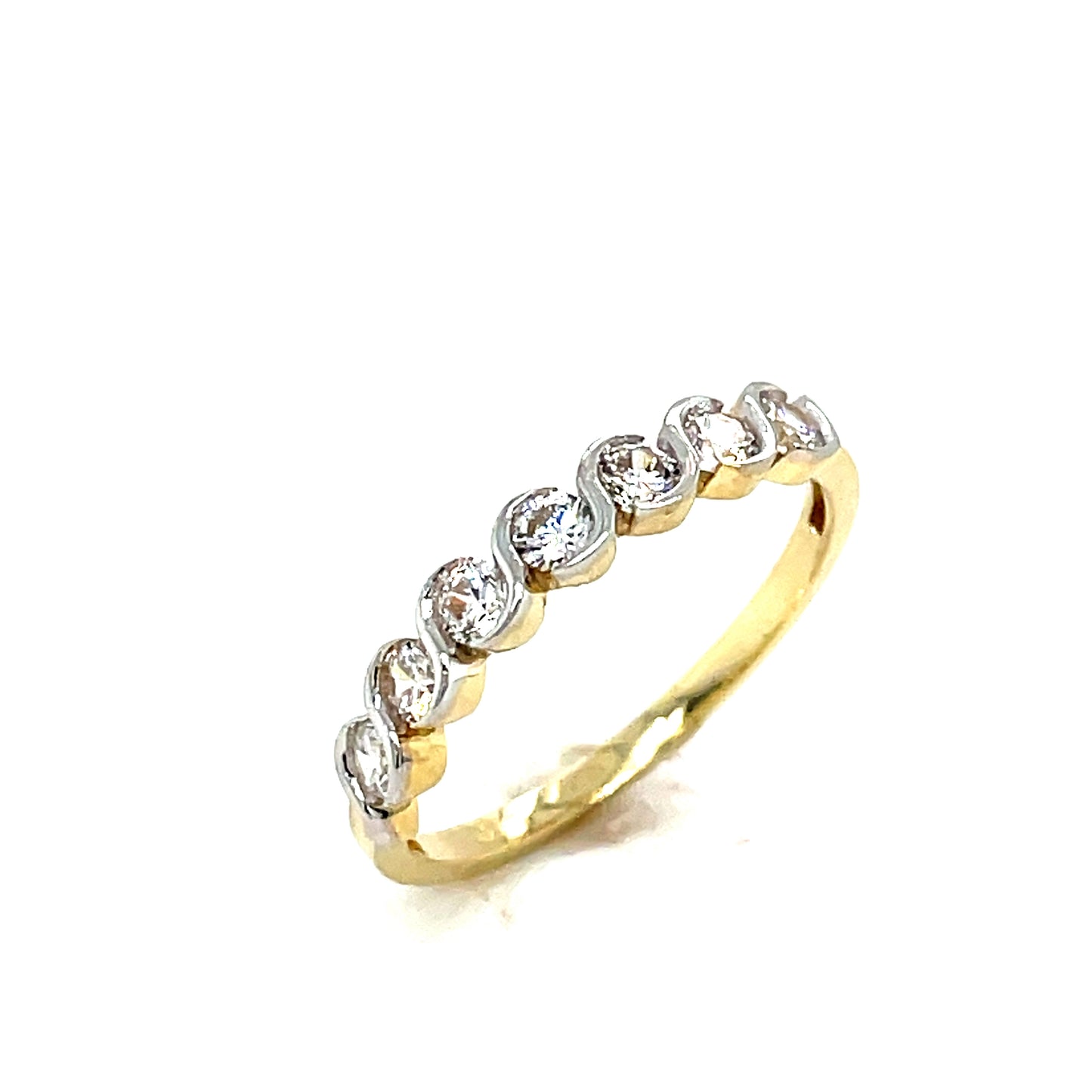 9CT Cubic Zirconia Rubover Swirl Eternity Dress Ring