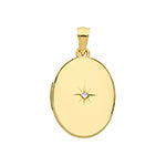 9ct Yellow Gold Diamond Set North Star Oval Locket