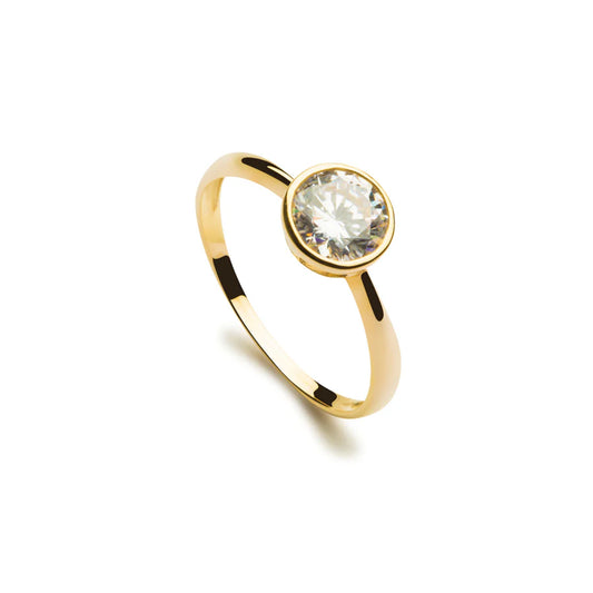 9ct 7mm  Robover Cubic Zirconia Solitaire Ring