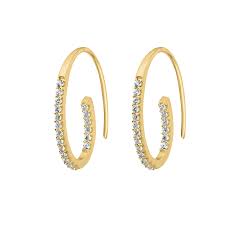 9ct Cubic Zirconia Claw Set Hook Half Hoop Earrings