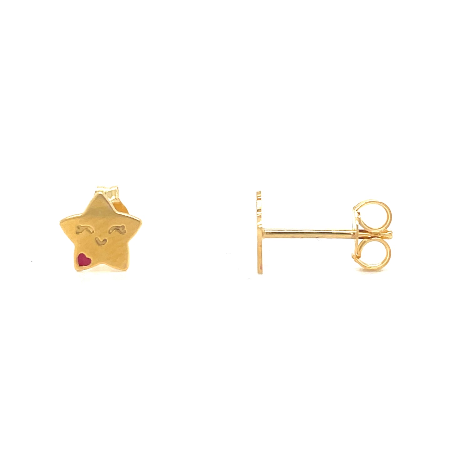 9ct Kids Smiley Face Star Stud Earrings