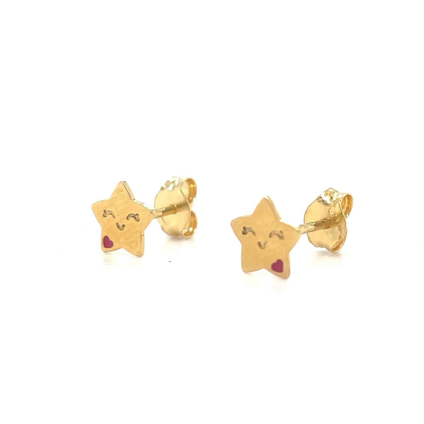 9ct Kids Smiley Face Star Stud Earrings