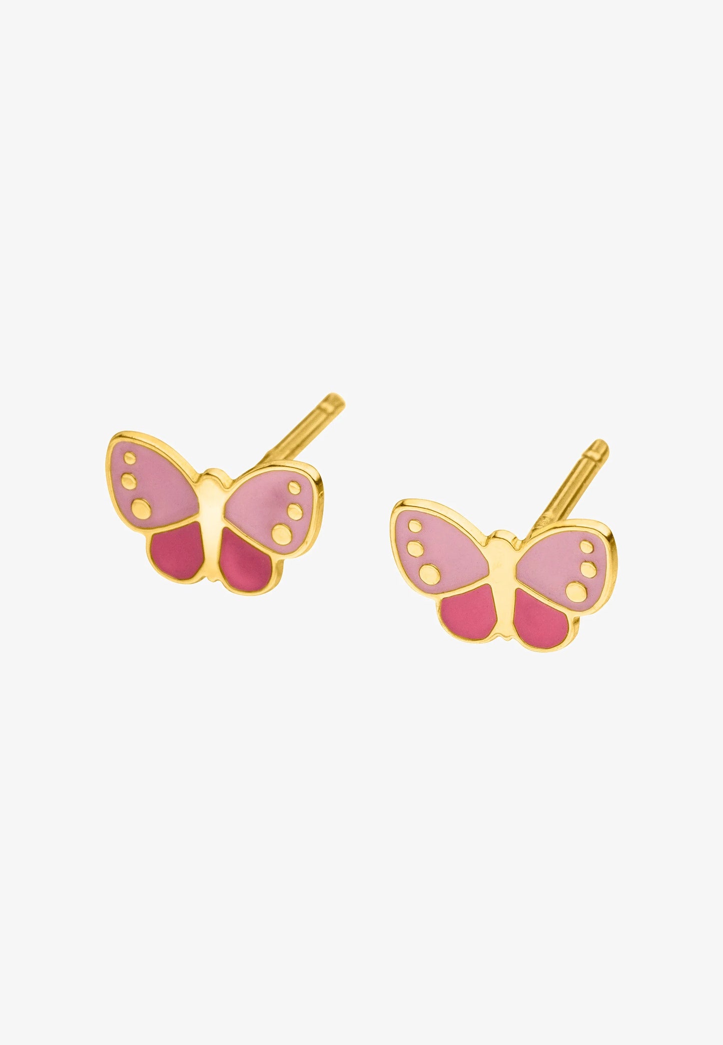 9ct Kids Enamel Pink Butterfly Stud Earrings