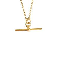 Burren 18ct Gold Plated Blast From The Past T-Bar Necklet