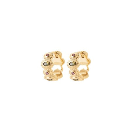 Burren 18ct Gold Plated Jasmine Pink and Green Oval Earrings