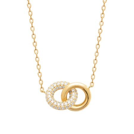 Burren 18ct Gold Plated Backyard Memories Stoned Set Interlined Circle Necklet