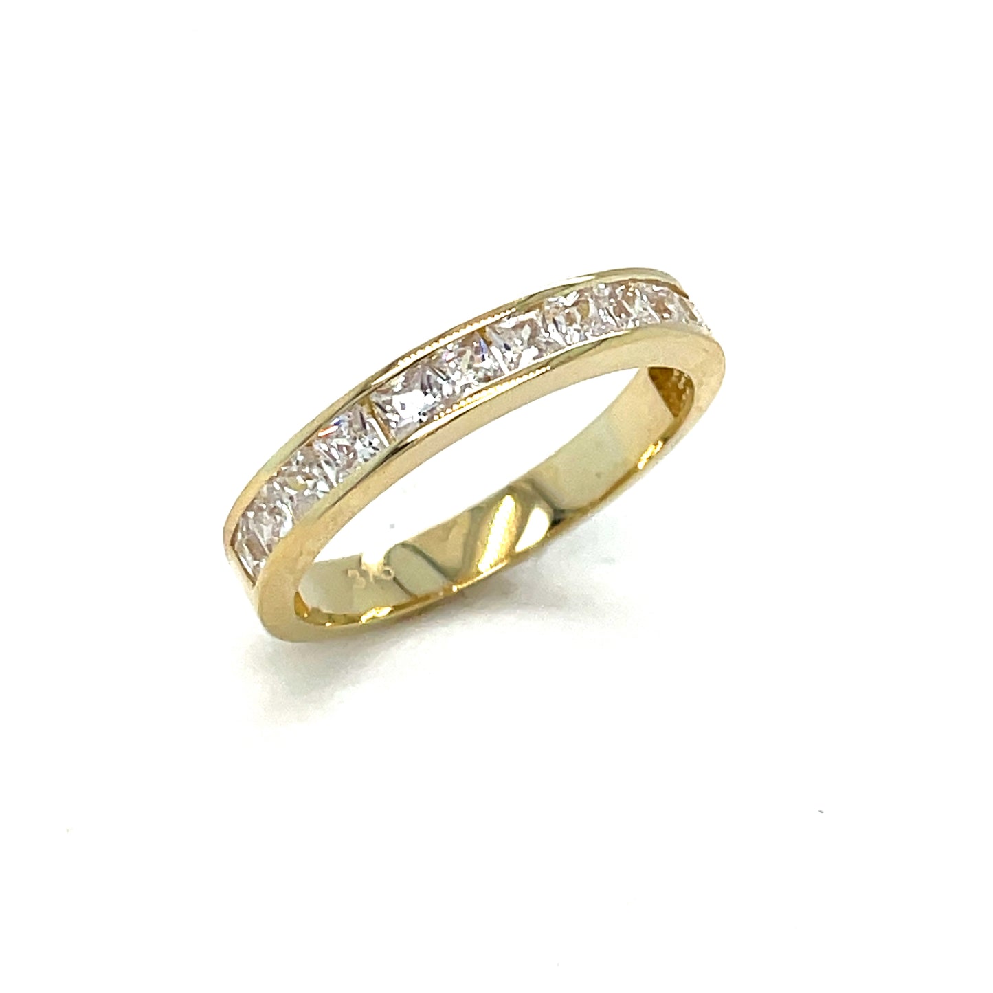 9ct Gold Princess Cut Channel Set Cubic Zirconia Ring