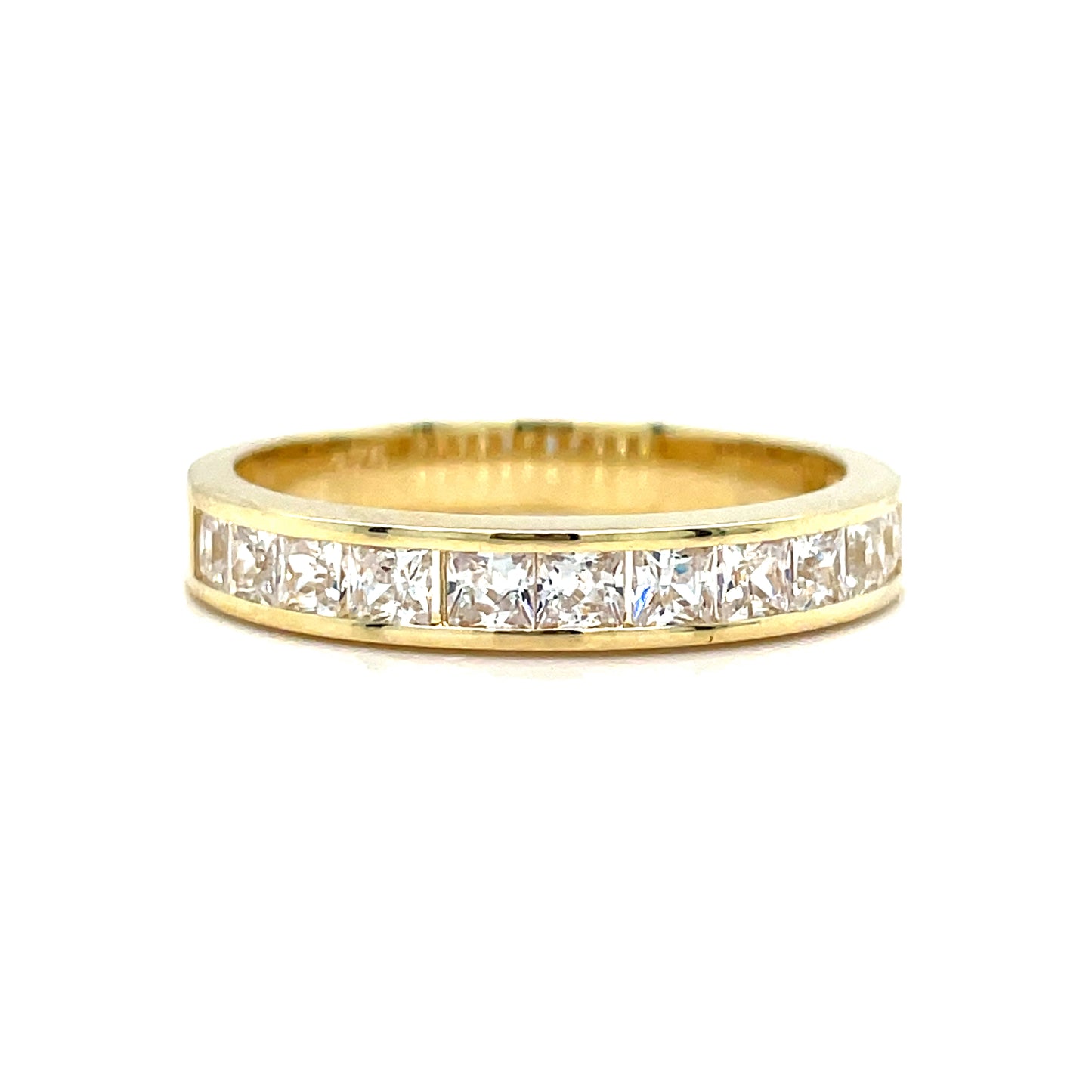 9ct Gold Princess Cut Channel Set Cubic Zirconia Ring