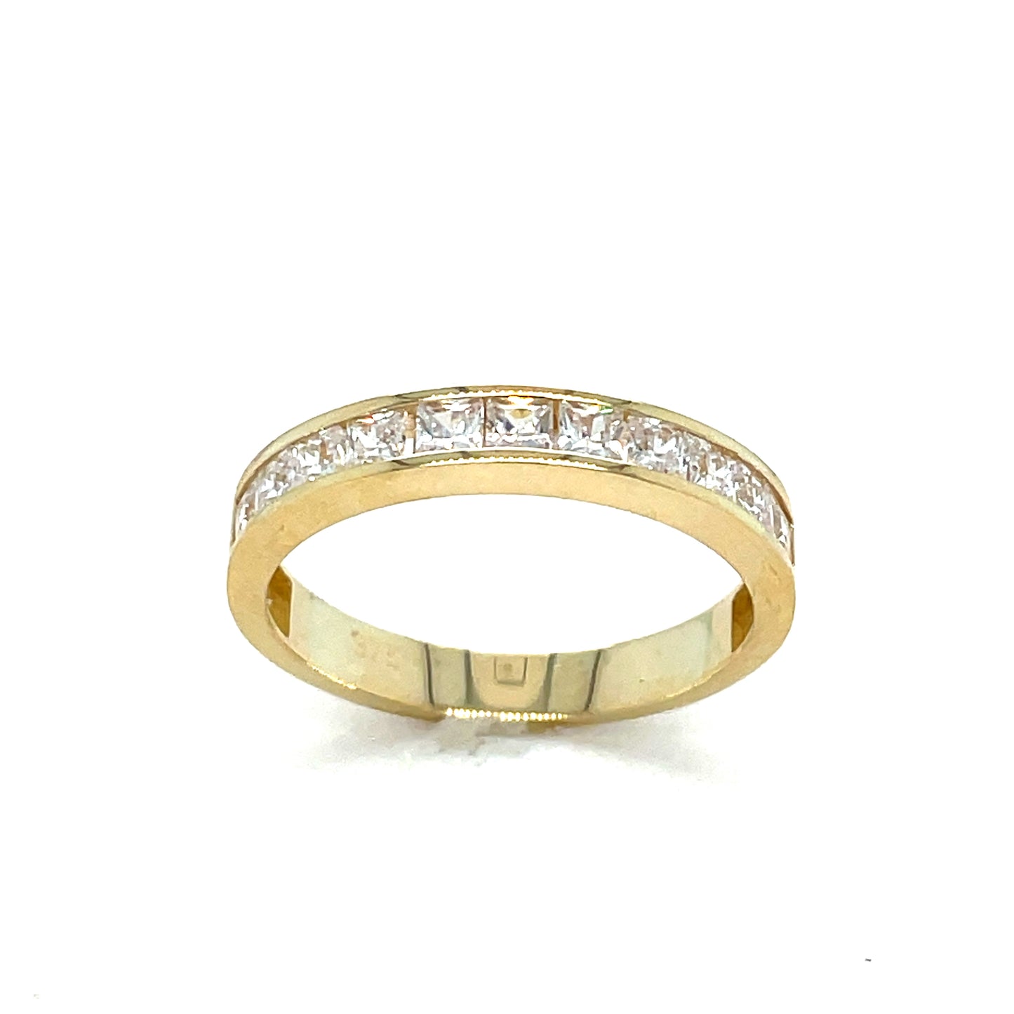 9ct Gold Princess Cut Channel Set Cubic Zirconia Ring