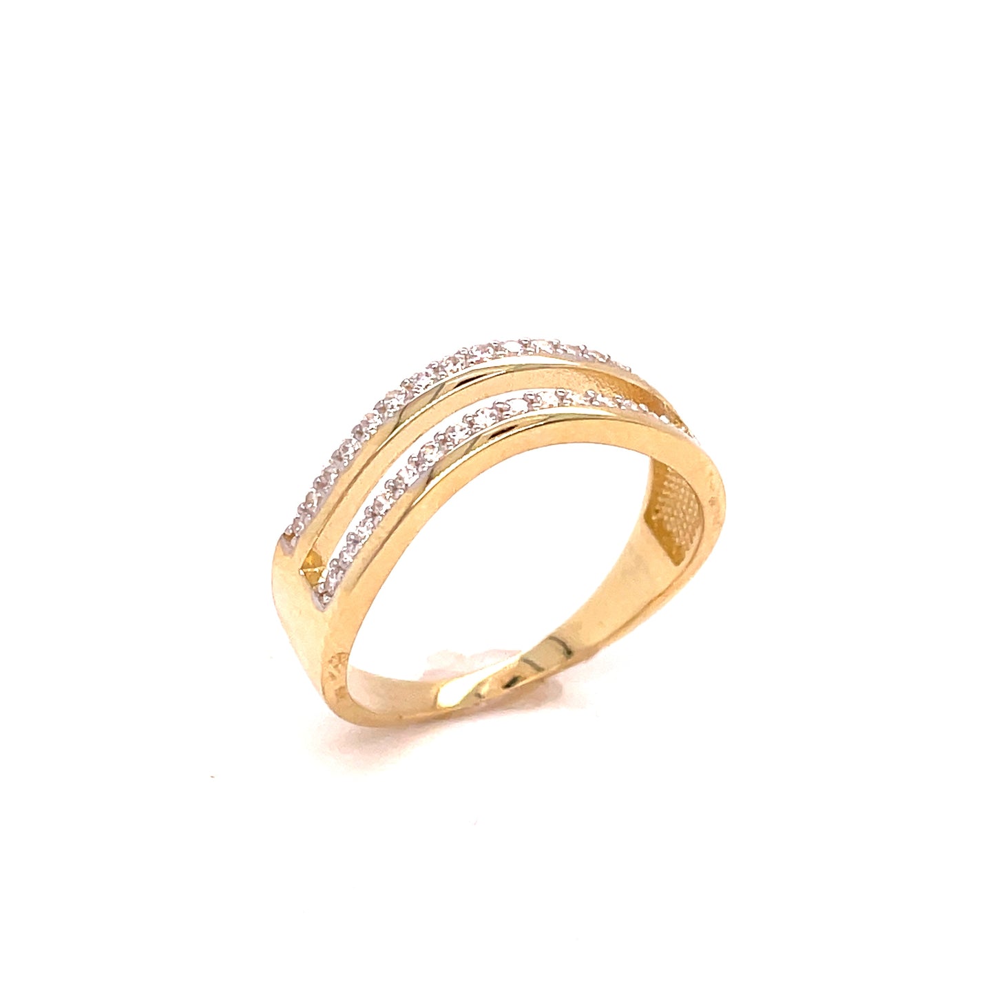 9ct Yellow Gold CZ Double Wave Ring
