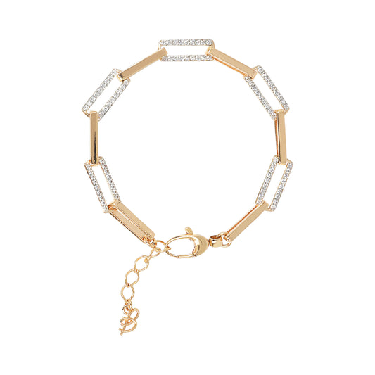 Bronzallure Gold Plated Paperlink Bracelet with CZ Links