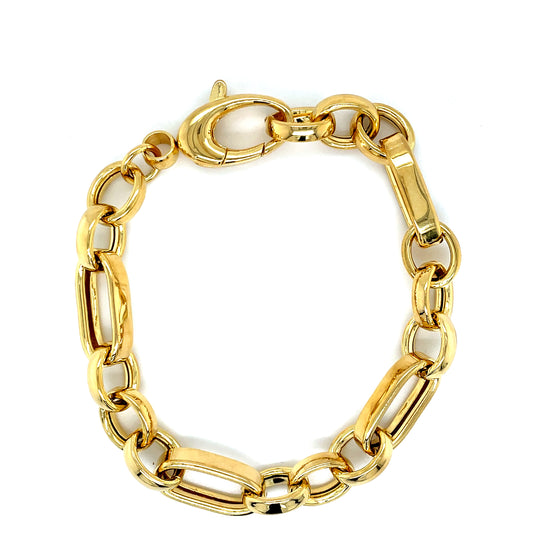 Bronzallure Gold Plated Oval Round Link Bracelet