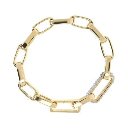 Bronzallure Gold Plated Paperlink Bracelet with CZ Links