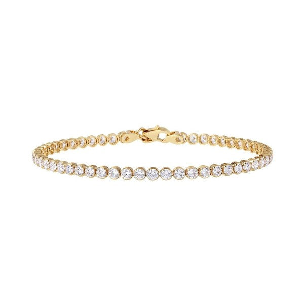 Bronzallure Gold Plated 3mm CZ Tennis Bracelet