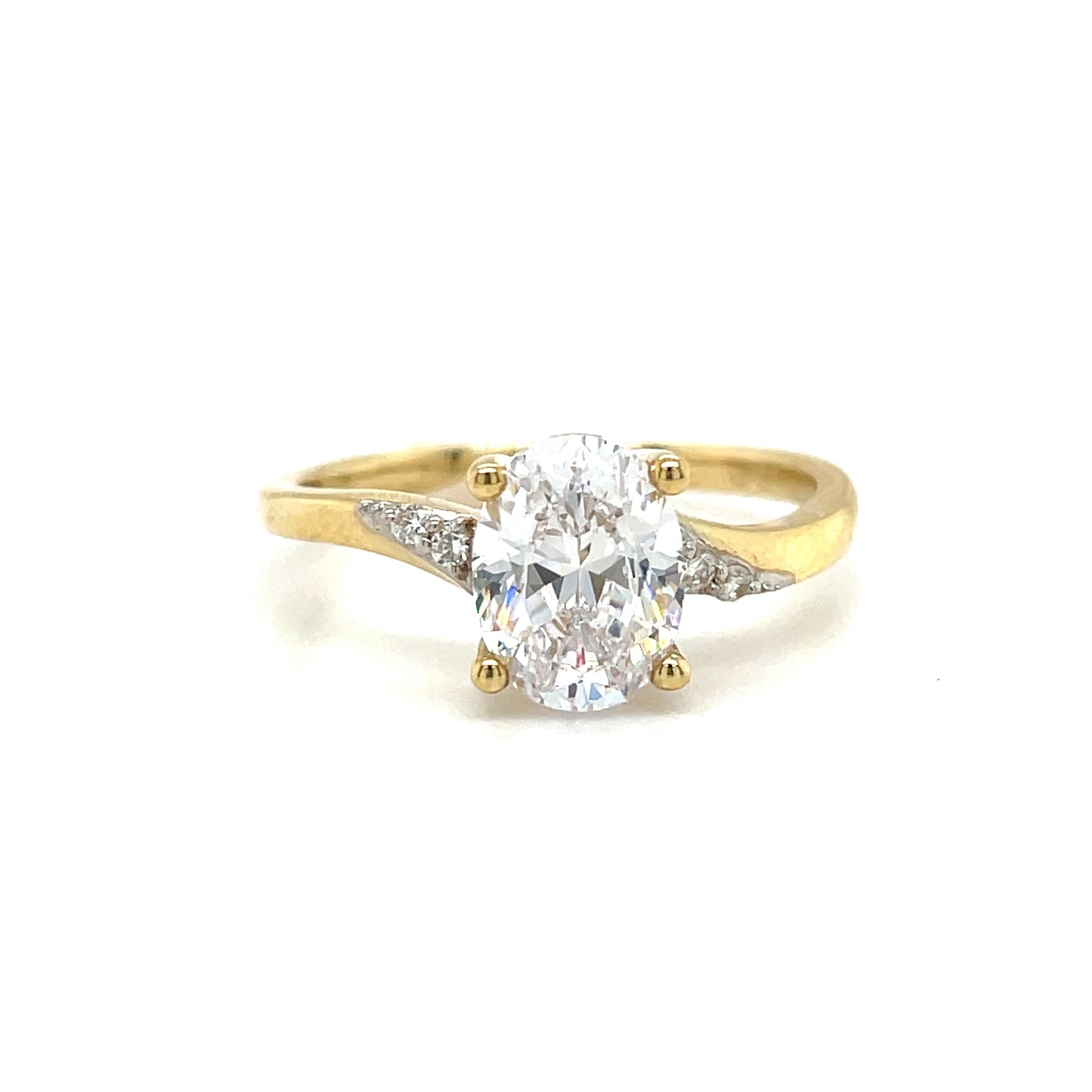 9ct Yellow Gold Oval CZ Ring withStone set Shoulders