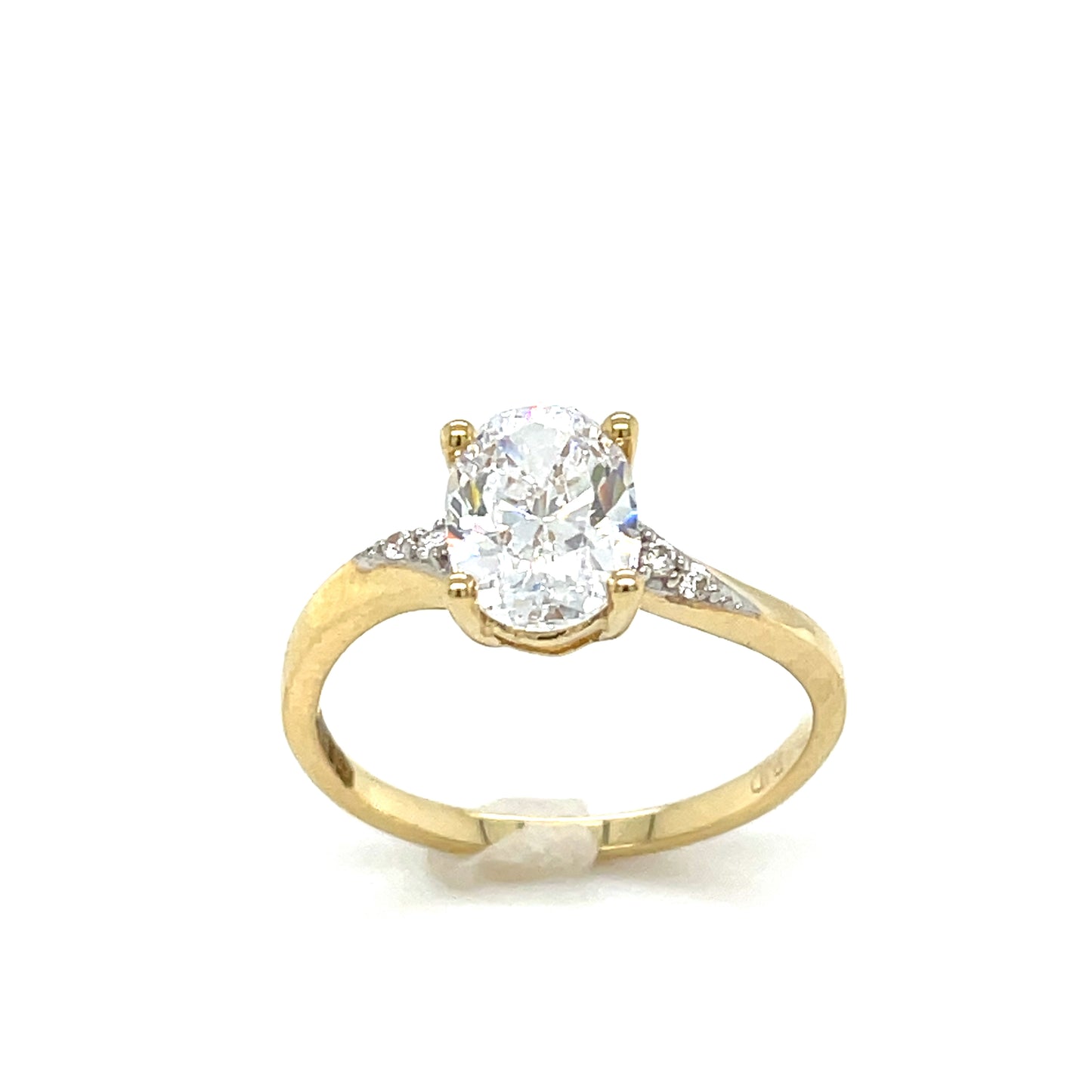 9ct Yellow Gold Oval CZ Ring withStone set Shoulders