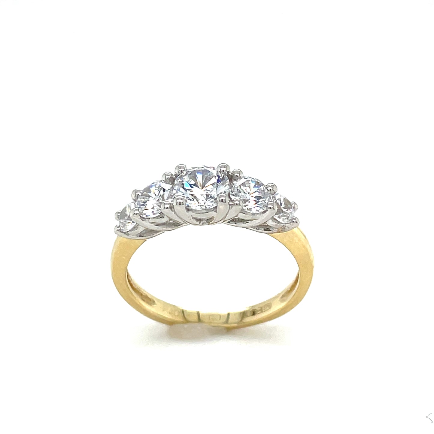 9ct 5 Stone Cubic Zirconia Graduated Dress Ring