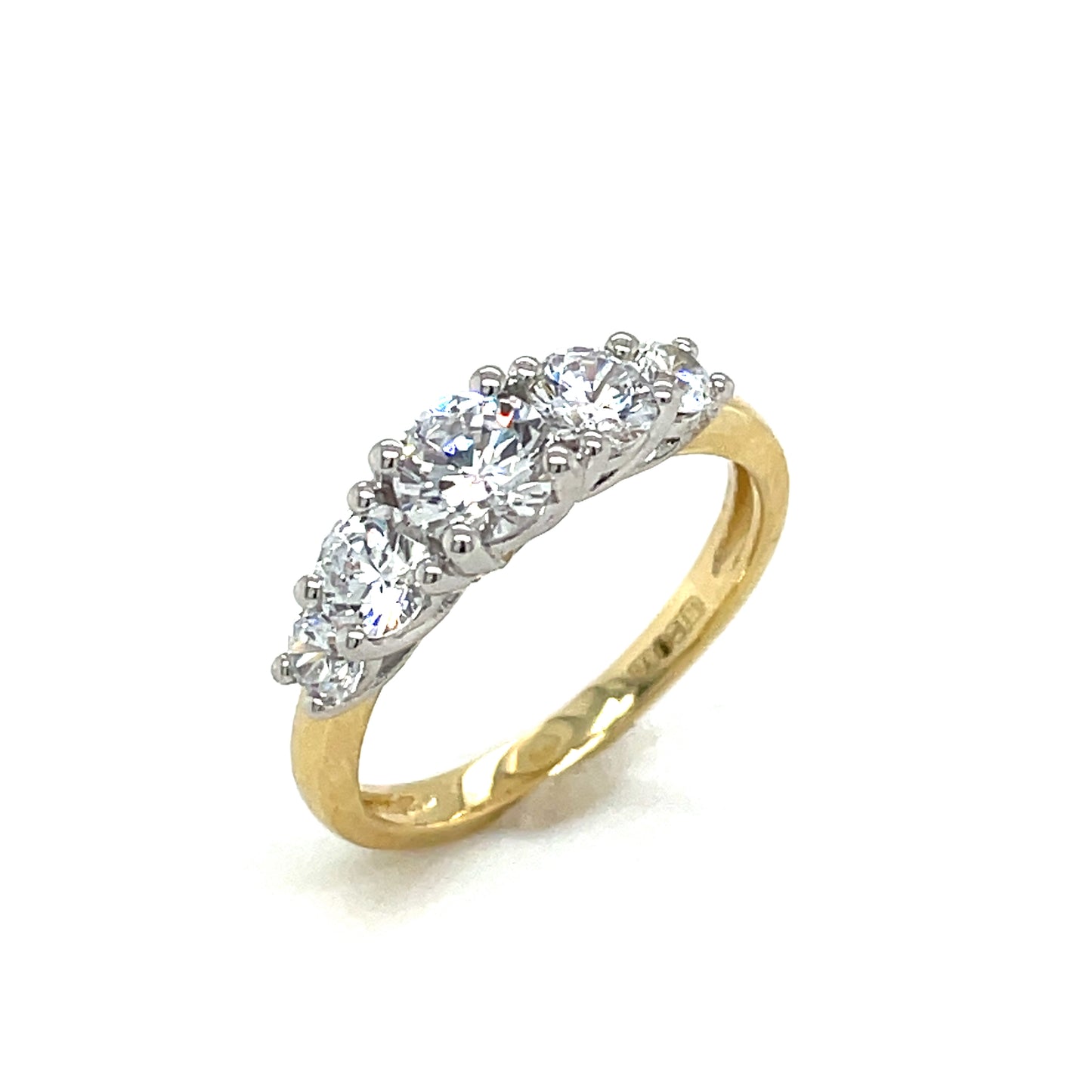 9ct 5 Stone Cubic Zirconia Graduated Dress Ring