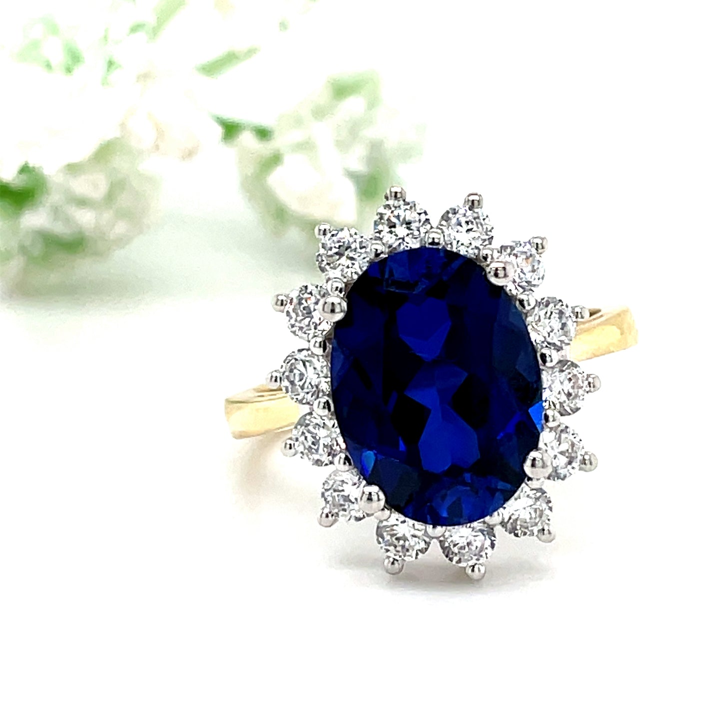 9ct Sapphire And Cubic Zirconia Cluster Ring