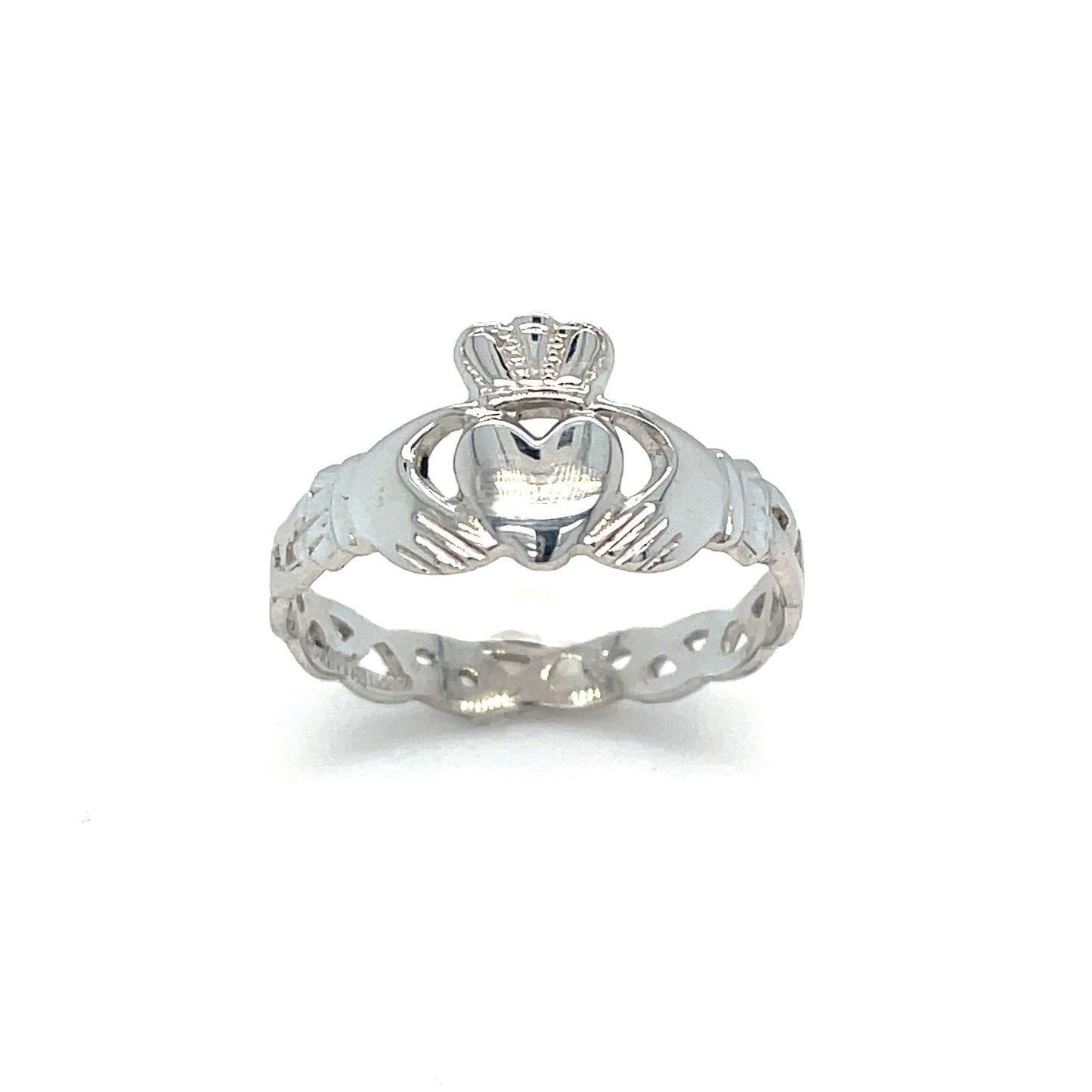 10ct White Gold Claddagh Ring