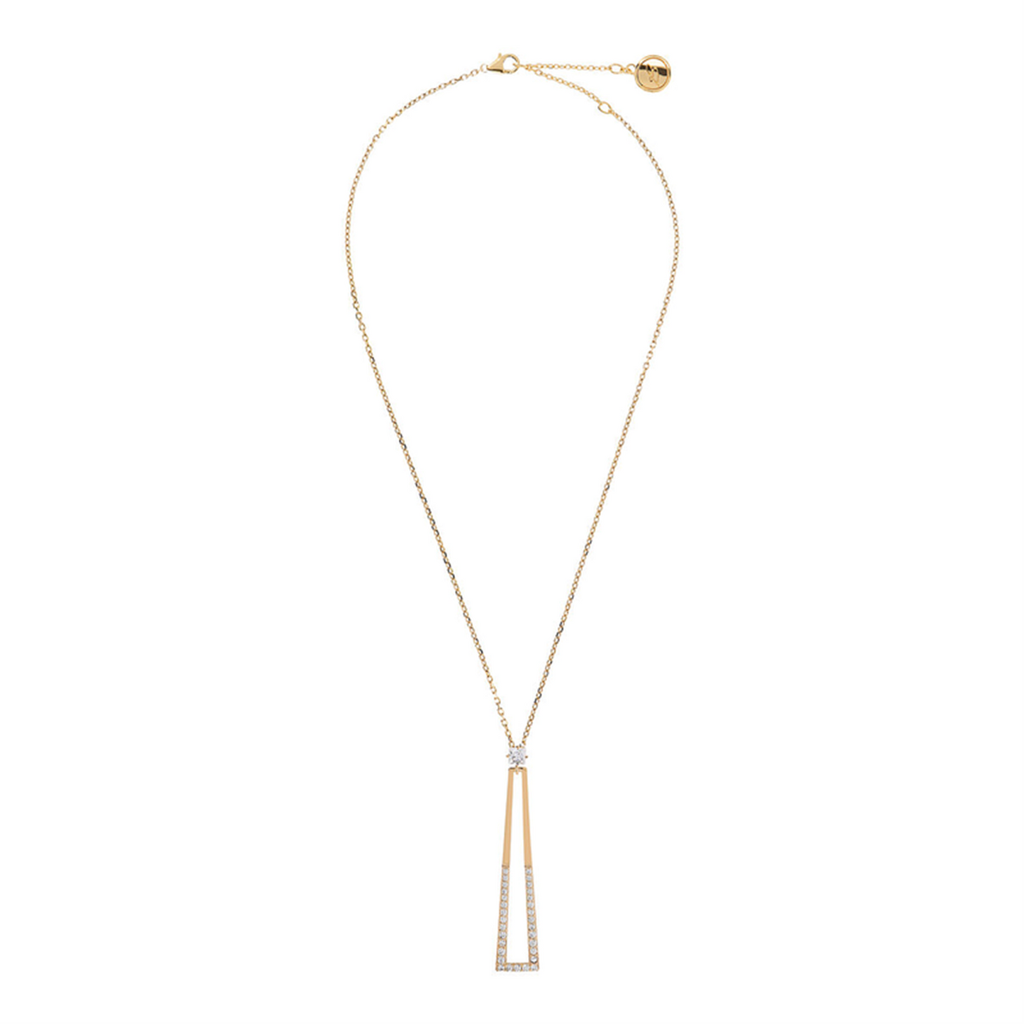 Bronzallure Gold Plated Long CZ Bar Necklet