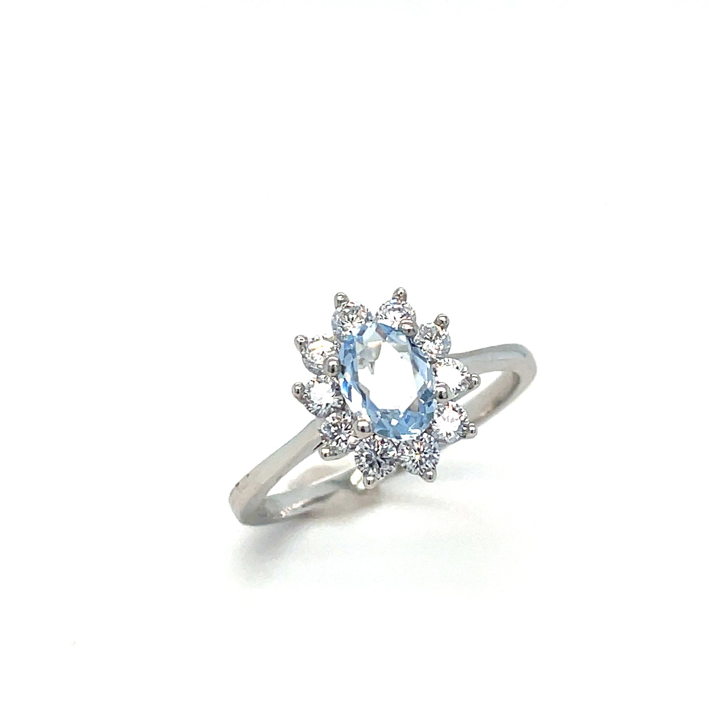 Sterling Silver Light Blue CZ Flower CLuster Ring