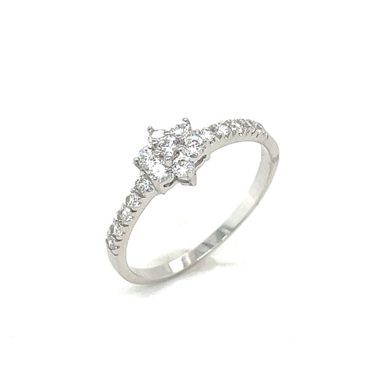 Sterling Silver Cubic Zirconia Flower Dress Ring