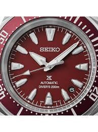 Seiko Prospex 4R Red Samurai Diver Stainless Steel Bracelet Automatic Watch