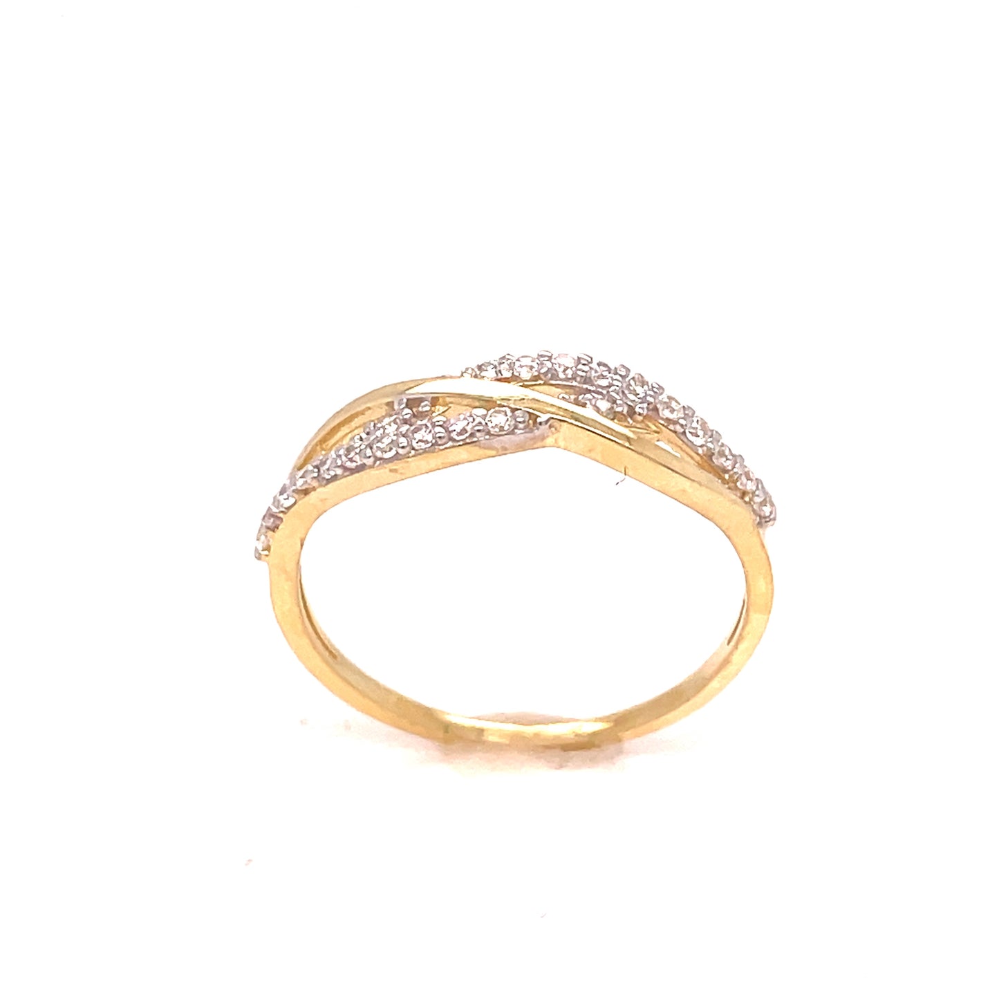 9ct Yellow Gold CZ Crossover Ring