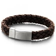 Frank 1967 Braided Brown Leather and Stainless Steel Bracelet