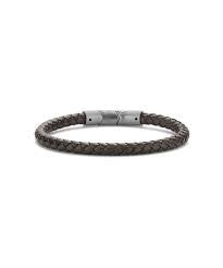 Frank 1967 Braided Brown Leather and Stainless Steel Bracelet