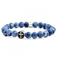 Frank 1967 Beaded Sodalite Bracelet With Cross Charm