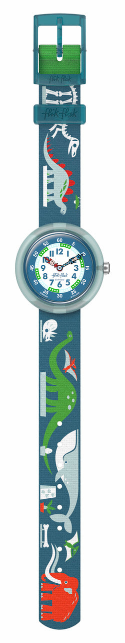 Flik Flak Living History Blue Dinosaur Watch