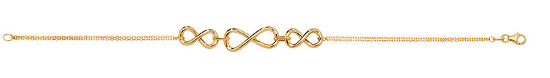 9ct Yellow Gold Triple Infinity Link Bracelet