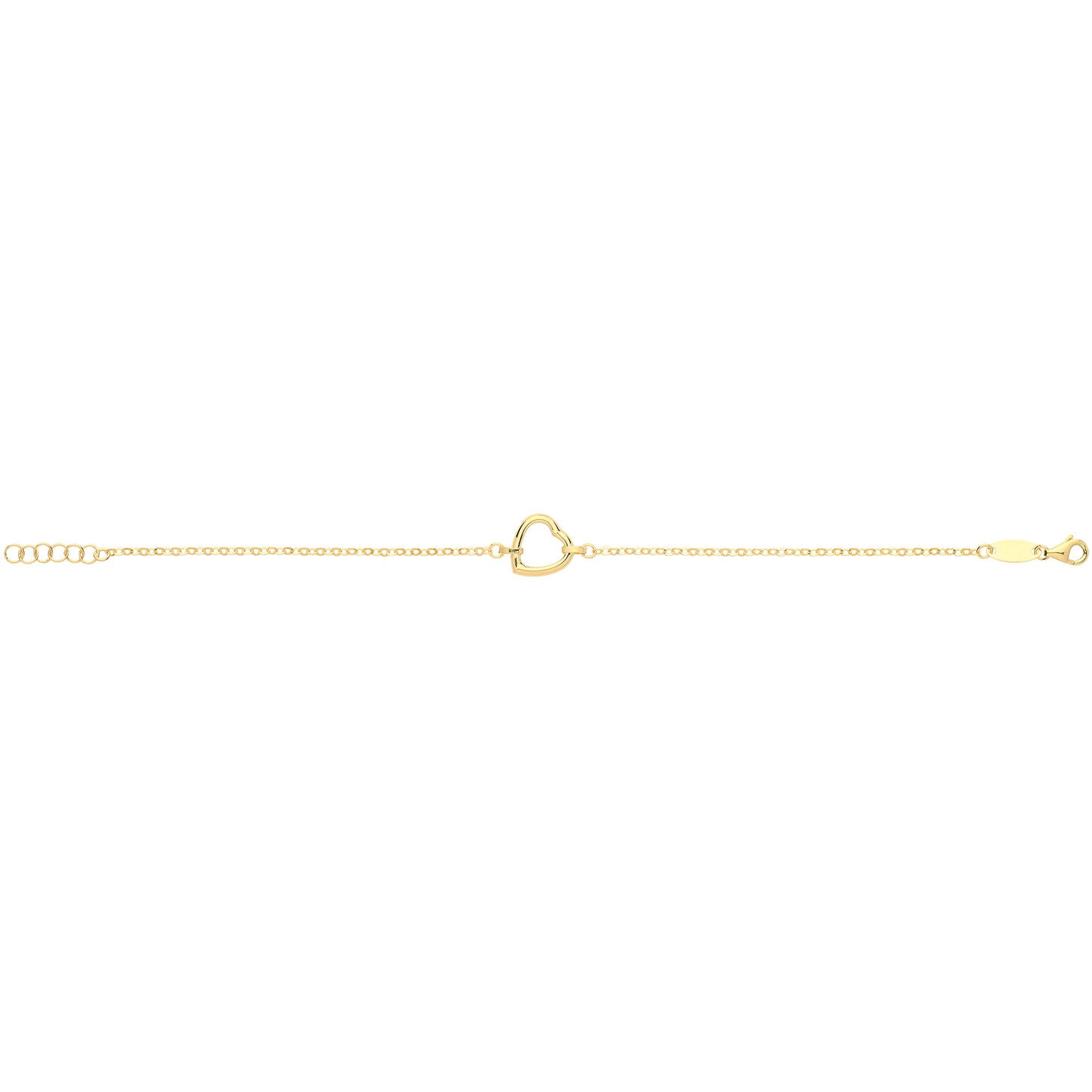 9ct Yellow Gold Open Heart Bracelet