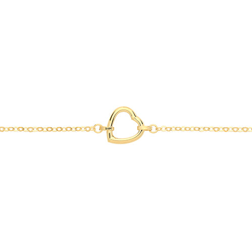 9ct Yellow Gold Open Heart Bracelet